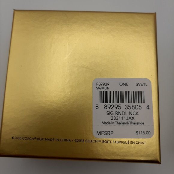 Coach F87939 Triple Signature C Tricolor Rondell Pendant Necklace  -New with Box - Picture 3 of 3